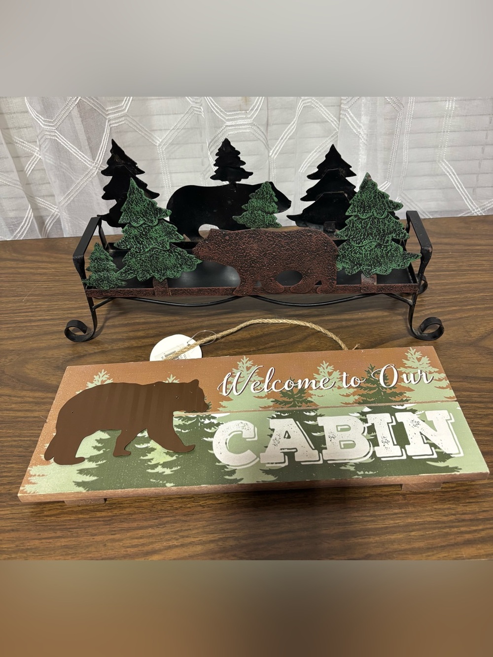 Rustic Brown Bear Cabin metal decor Wall Décor - Welcome Sign to “our cabin”